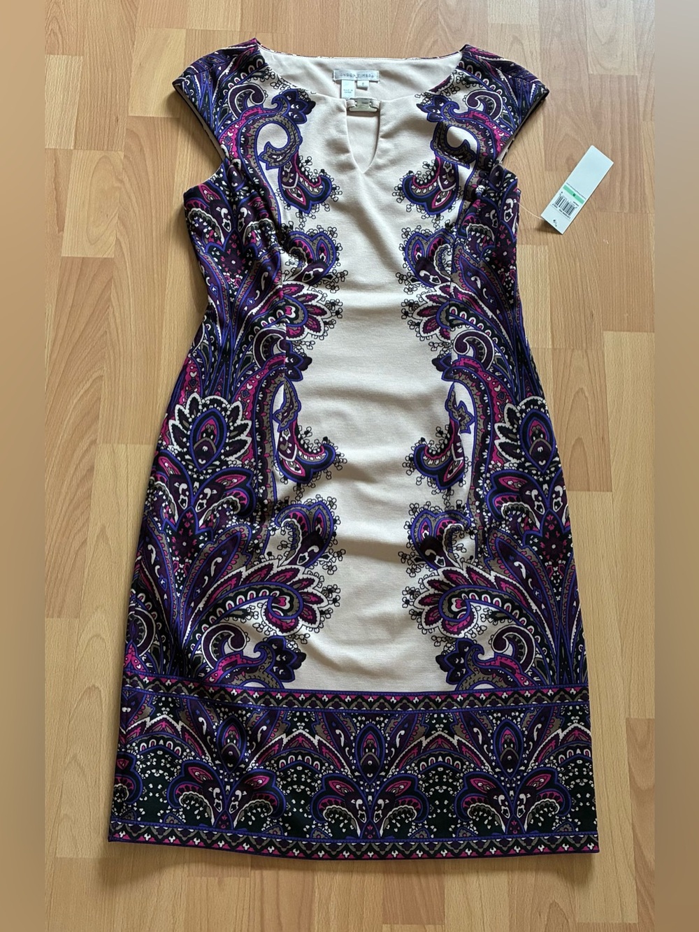 London Times Purple Floral Paisley Sheath Dress Sz 8